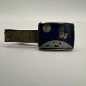 US Moon Mission Vintage Tie‎ Bar Clip moon walk american flag lunar nasa space